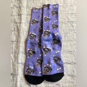 DOGGIE THEME PURPLE/BLACK FUN FOR DOG LOVERS SOCKS (1) PAIR
